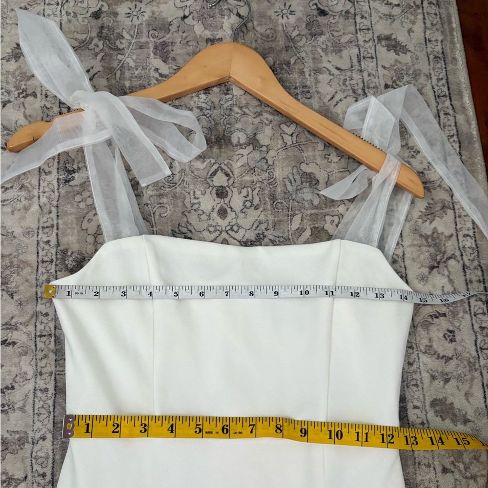 Lulus Romantic Celebration White Tie-Strap Bodycon Midi Dress Size Small Bridal - Picture 6 of 10